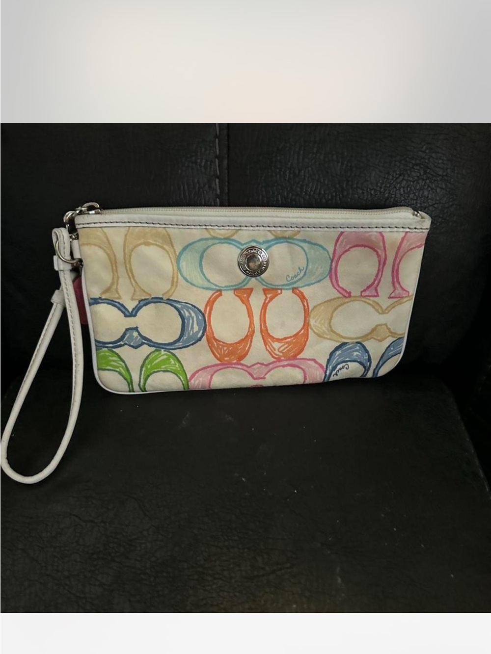 Coach Multicolor Signature Wristlet Clutch - White Background